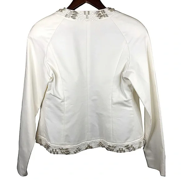 NWT Peck & Peck Chanel Jacket Ivory Beaded Trim Ladies Sz 4 Ivory Evening Jacket